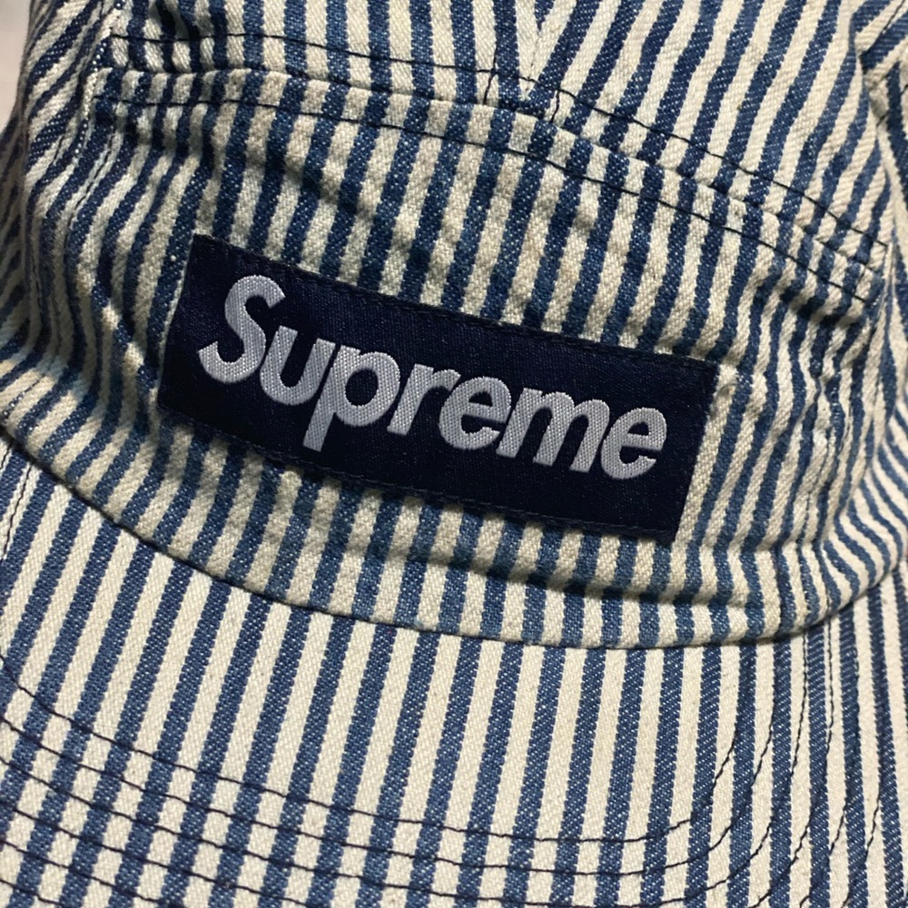 Supreme denim indigo stripe camp cap